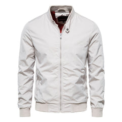 Men's Zip-up Jacket With Pockets Casual Solid Stand Collar Long Sleeve Top Outwear Clothing