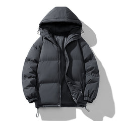 Men's Hoodie Coat Winter Fashion Solid ZIp-up Thickened Cotton-padded Jacket Casual Warm Outwear Top Clothing