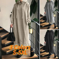 Lace Trim Plus Size Long Hoodie Dress
