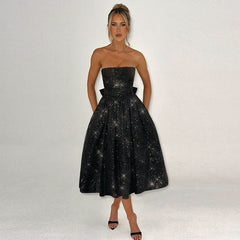 Summer Elegant Sweet And Spicy Solid Color Tube Top Off-shoulder Dress