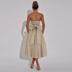 Summer Elegant Sweet And Spicy Solid Color Tube Top Off-shoulder Dress